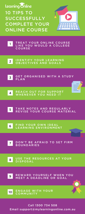 10 tips to successfully complete your online courses infographic